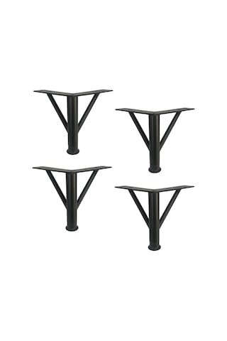 4 Adet Firkete Ayak Metal 12 Cm Mat Siyah Mobilya Koltuk Ayağı