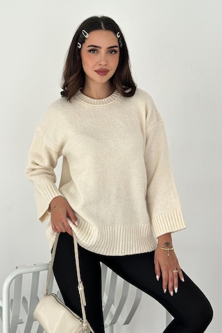 Noa & Noa Kadın Oversize Triko Kazak Rahat & Şehirli Stil Ekru