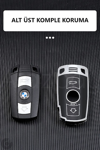 Bmw E60 E61 E70 E81 E87 E90 E91 E92 X1 X5 X3 1 3 5 6 Z4 M3 M5 Tpu Anahtar Kılıfı Beyaz Gümüş