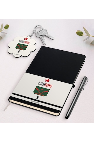 Kişiye Özel Uzman Çavuş Siyah Defter Kalem Ve Anahtarlık S