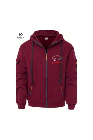 Erkek Sonbahar Ve Kış Fermuarlı Kapüşonlu Sweatshirt Siyah