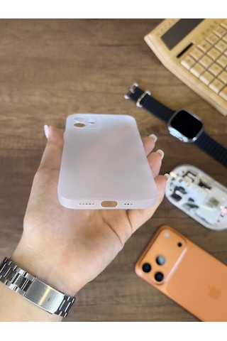 İphone 12 Uyumlu Süper İnce Mat Ultra Thin Silikon Kılıf Beyaz