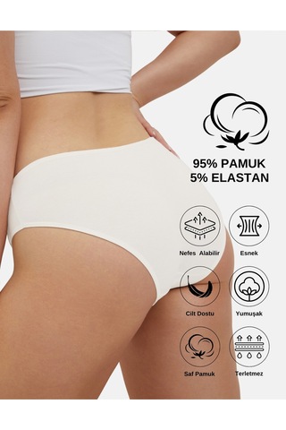 Alya Underwear Anne Kız Kombin Pamuklu Külot - Beyaz Slip İç Çamaşırı - 5'li Paket Bordo P27