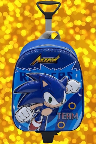 Tezzgelsin Kirpi Sonic 2-6 Yaş Anaokulu Kreş 5d Kabartmalı Çekçekli Tekerli Sırt Çantası Ve Okul Çantası Çok Renkli