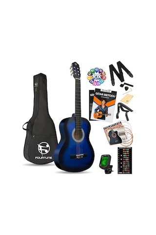 Fourtune Luca C-180BL Mavi Klasik Gitar Seti 4/4 Sap Ayarlı