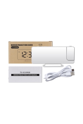 Dofolink Ts-9210 Beyaz Rgb Projeksiyon Saat - Led Ekran, 180 Döner Projektör, 6 Seviye Parlaklık, İki Alarm, Uyku Fonksiyonu, Ayna Yüzey