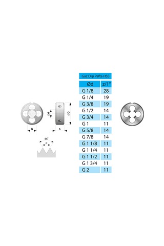 CZTOOLS Gaz Dişi Pafta G 3/4