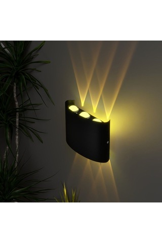 Şanled Dekoratif 10w Çift Yönlü Iç-diş Mekan Siyah Kasa Işik Duvar Aplik Amber 10'lu Amber