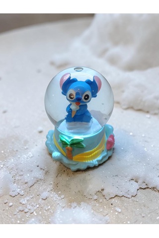 9cm-6cm Dondurmalı Figürlü Işıklı Stitch Kar Küre 9x6