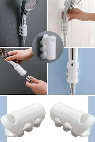 Tineke Vantuzlu Duş Başlığı Tutacağı Silikon Vantuzlu Fiskiye Beyaz