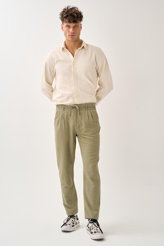 Alexandergardi Regular Fit Beli Lastikli Keten Pantolon haki