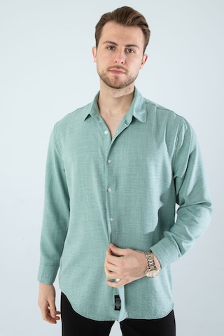 Rahat Kesim Keten Dokulu Gömlek Mint