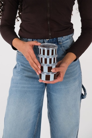 Emaylabxpeppythings Berry Emaye 4 Lü Kapaklı Kase Çerezlik, Kahvaltılık, Reçellik, Zeytinlik, Sunumluk Seti 8cm 200 Ml Mavi - Kahverengi