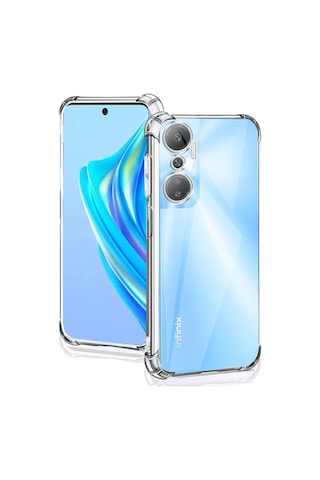 Infinix Uyumlu Hot 20 Kapak Kamera Korumalı Airbag Antishock Köşe Korumalı Şeffaf Silikon Kılıf