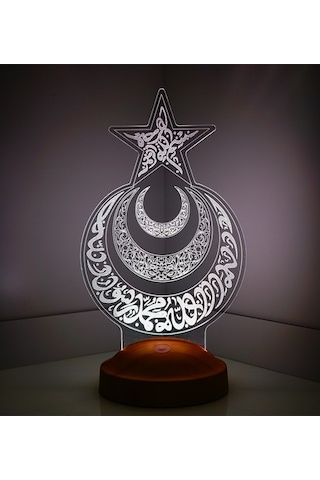 3D Led Lamba 3 Boyutlu Ay Yıldız Özel Hediye Gecelambası