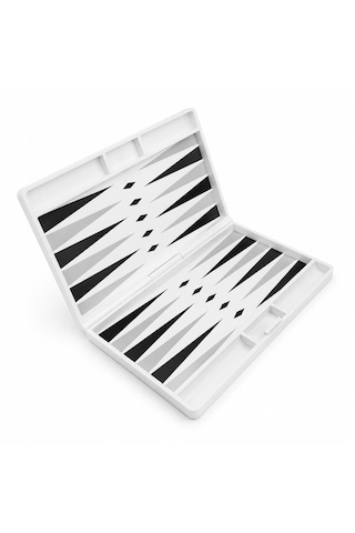 Katlanabilir Tavla Seti 25x20 Cm Seyahat Tavlası Taşınabilir Masa Oyunu Siyah Beyaz Modern Tasarım