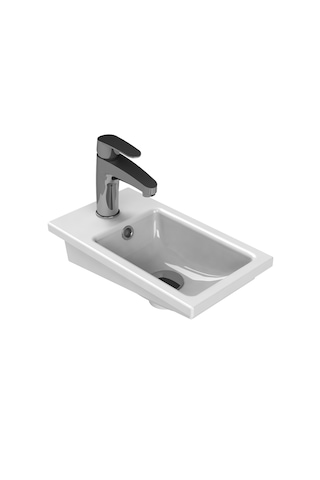 Lale 42x24 Cm Beyaz-antrasit Gri Mat Mdf Seramik Lavabolu Asma Banyo Alt Dolabı