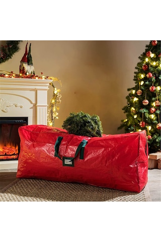 Yifomall 7 Ft Altı Ağaçlar İçin Su Geçirmez Depolama Çantası - 120x28x43 Cm, Güçlü Eldivenli, Tam Uzunluklu Reçme Kırmızı