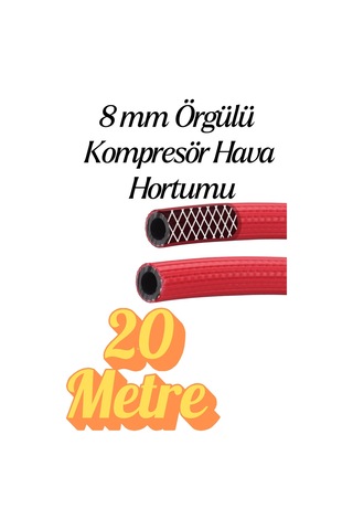 40 Metre Kompresör Hava Hortumu 8 Mm Termo Hortum Kırmızı Thermo Hortum Basınca Dayanıklı Hortum