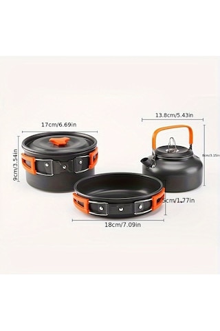 Besthome1 Yapışmaz Tencere Seti, Kamp Su Isıtıcısı, Katlanır Pişirme Seti Siyah Siyah