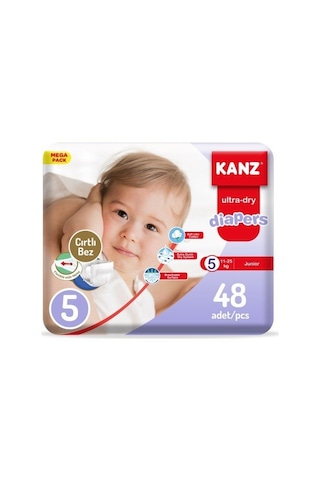 Kanz Ultra-Dry Diapers Bebek Bezi 5 Numara Junior Mega Paket 48 Adet