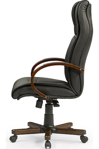 Makam Ahşap Bilgisayar Koltuğu - Ofis - Müdür - Büro - Çalışma Sandalyesi Siyah Renk Ahşap Ayaklı Siyah Ahşap