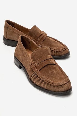 Luvi Shoes Chen Toprak Süet Hakiki Deri Kadın Loafer Ayakkabı