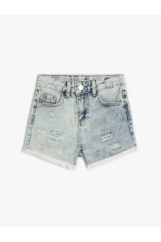 Koton Pamuklu Basic Denim Şort Lıght Indıgo 5skg40036ad Açık Mavi