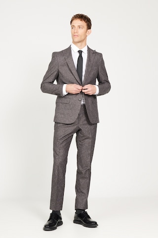 Altınyıldız Classıcs Erkek Kahverengı Ekstra Slim Fit Dar Kesim Kırlangıç Yaka Tweet Desenli Takım Elbise Kahverengi