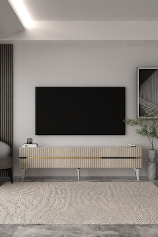 180dhdts5bta Tedy 3 Kapaklı Pleksi Lazer Desen Tv Sehpası Beyaz-traverten-altın