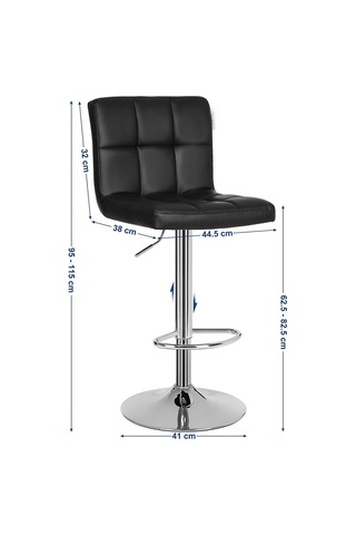 2 X Bar Tabureleri, Bar Tabureleri, Sırtlıklı Tezgah Tabureleri, Yüksekliği Ayarlanabilir, Suni Deri, Pu, Siyah, 38,5 Cm Lx 44,5 Cm Wx 115 Cm H Çok Renkli