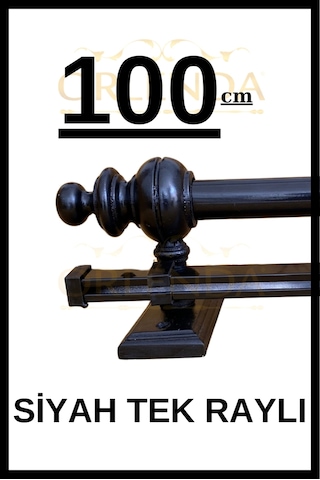 Rustik Perde Askısı Siyah 100cm - Ahşap Rustik Siyah