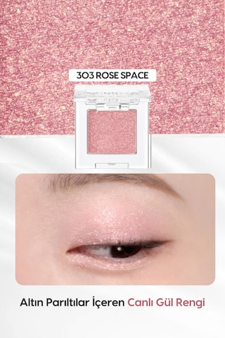 Kalıcı, Topaklanma Yapmayan, Simli Tekli Far Modern Shadow Glitter 303 Rose Space 303