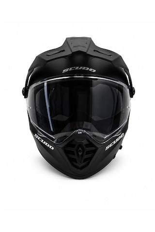 Scudo D1 Güneş Vizörlü Ece 22.06 Sertifikalı Enduro Motosiklet Kaskı Mat Siyah
