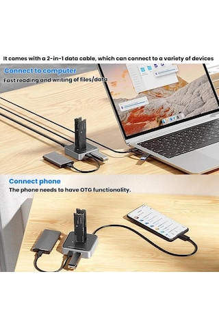 Codegen Çift M.2 Nvme Ssd Disk Yuvalı Usb 3.1 Type-c Dock İstasyonu Cdg-doc-212