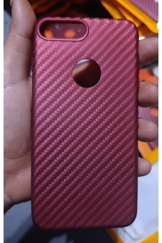 Apple iPhone 7 Plus / 8 Plus Uyumlu Telefon Kılıfı Desenli Esnek Bordo Kırmızı