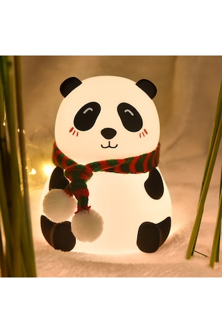 Panda Lamba, Panda Dokunmatik Silikon Lamba, Çocuk Yatak Odası İçin 7 Renk Değiştiren Işık