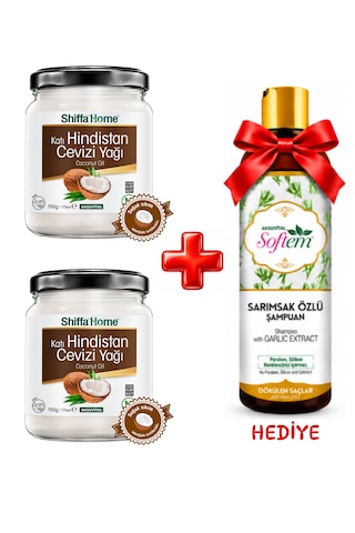 2 Adet Hindistan Cevizi Yağı 170ml Sarımsak Özlü Şampuan 400ml Hediye 700 ML