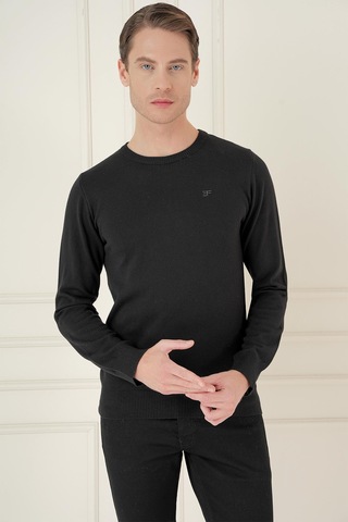 Efor Tr 875 Slim Fit Siyah Klasik Triko Siyah