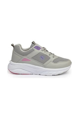 Queen Step 2105-26 Cilt Deri Anatomik Kadın Sneaker Gri Mor Beyaz Gri