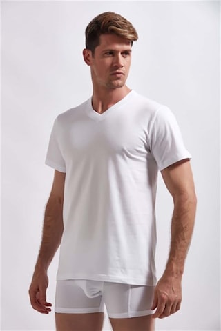 Josejuan 3'lü Erkek Atlet V Yaka Yarım Kollu Suprem %100 Pamuk 3307-3'lü Beyaz