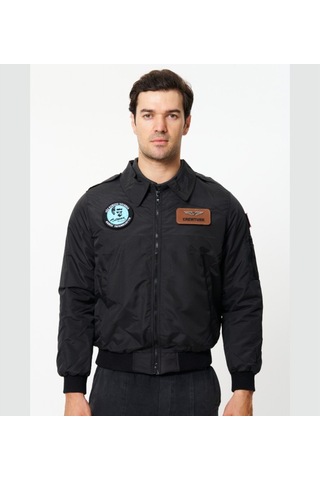 Crew Türk Syk88s Yakalı Pilot Montu Kumas Siyah