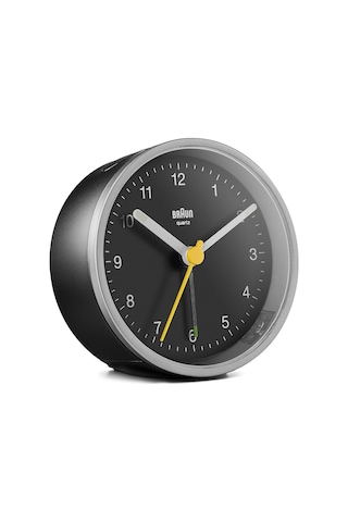 Braun Klasik Analog Çalar Saat, Erteleme Fonksiyonlu Ve Işıklı, Sessiz Kuvars Saat Mekanizması, Siyah Ve Gümüş