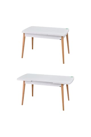 Vilinze Ege Sandalye-bank Avanos Ahşap Mdf Açılır Mutfak Masası Takımı - 70x120+30 Cmavn-70120ak-nb-pr40n-50n-ege19n-sbyz Beyaz