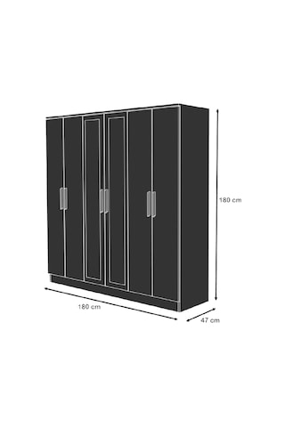 Gm 088 Favorite 6 Kapılı Aynalı Sonomo - Antrasit Gri Gardırop