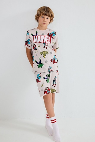 Defacto Marvel Lisanslı Comıcs Regular Fıt 2li Bej Pijama Takımı Erkek Çocuk H8033a826hsgr477 Gri-gr477