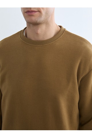 Lcw Vision Kahverengi Bisiklet Yaka Erkek Sweatshirt