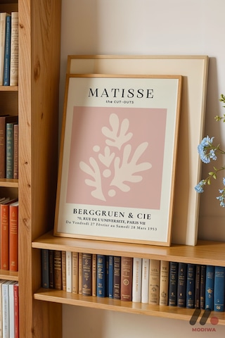 Matisse The Cut-outs Pembe, Ahşap Çerçeveli Duvar Tablosu - Sanatsever Hediyesi