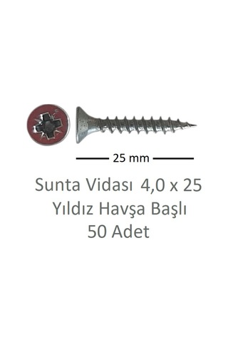 Adilon Sunta Vidası, 4,0 X 25 Mm, 50 Adet, Yhb Vida 4 x 25