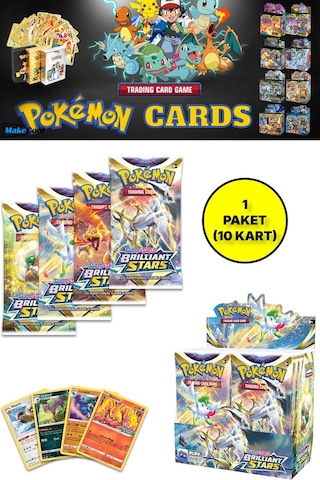 Pokemon Oyun Kartı Tcg Sword&shield Brilliant Stars Booster Pack - 1 Paket 10 Kart